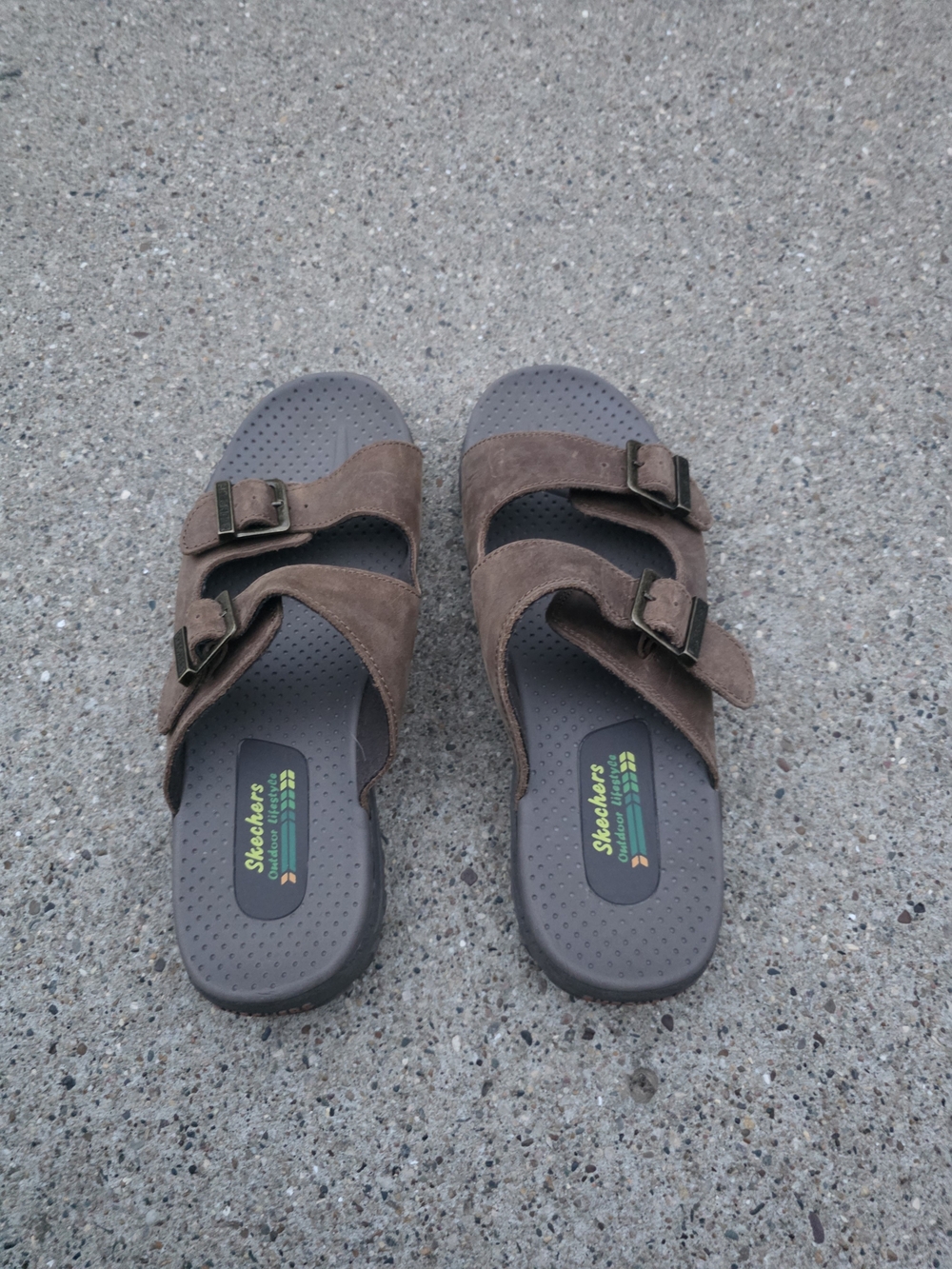 Skechers  Brown Dual-Strap Slide Sandals Women Size 10 - Picture 4 of 11